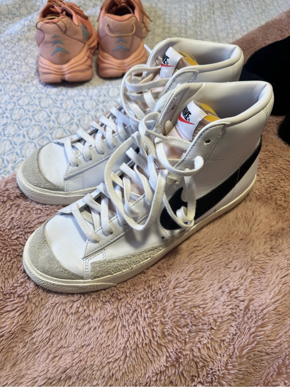Nike White and Black High-Top Blazer Style Sneakers